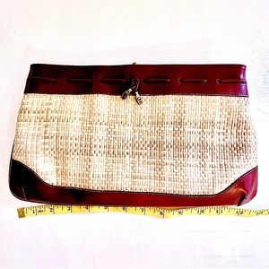 COPY - Vintage Etienne Aigner Clutch Leather and woven fabric Clutch Handbag